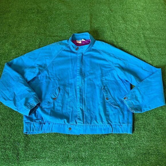 Merona Sport Vintage Cotton Lined Blue Bomber Jacket Size XL Lightweight Zip-Up - Picture 1 of 12